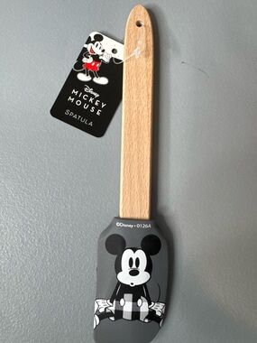 Disney Gray Mickey Mouse character print Silicone & Wood Spatula